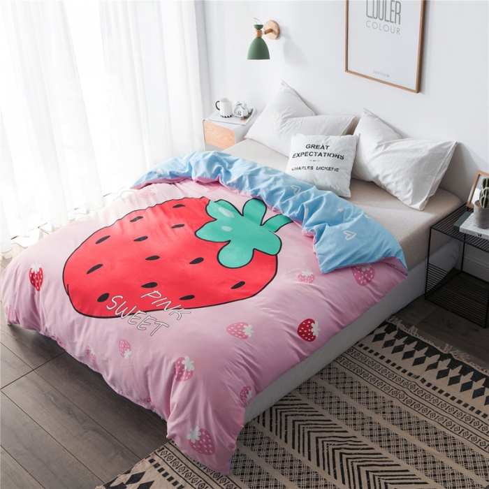 91家纺网 家纺一手货源 找家纺 涵宸家纺 单品大版全棉被套 草莓