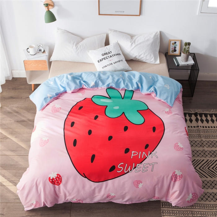 91家纺网 家纺一手货源 找家纺 涵宸家纺 单品大版全棉被套 草莓