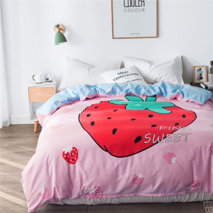 91家纺网 家纺一手货源 找家纺 涵宸家纺 单品大版全棉被套 草莓