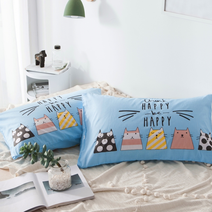 91家纺网 家纺一手货源 找家纺 涵宸家纺 新款单品大版全棉枕套48*74一对 快乐的