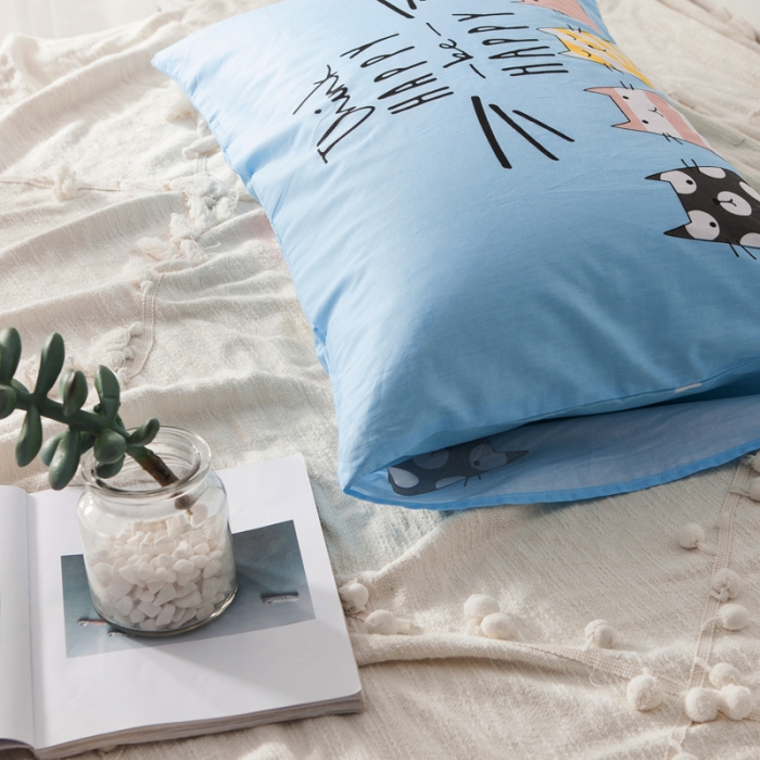 91家纺网 家纺一手货源 找家纺 涵宸家纺 新款单品大版全棉枕套48*74一对 快乐的