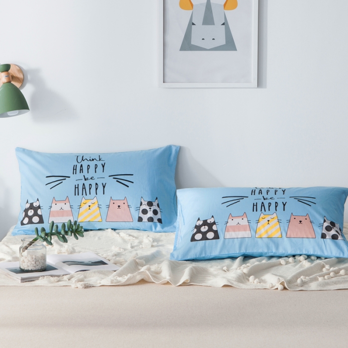 91家纺网 家纺一手货源 找家纺 涵宸家纺 新款单品大版全棉枕套48*74一对 快乐的