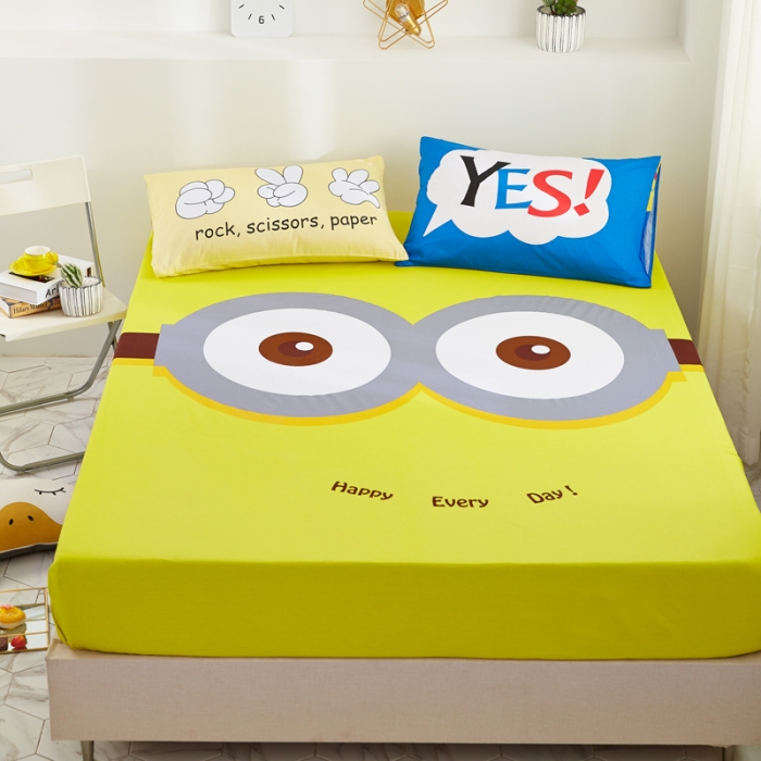 91家纺网 家纺一手货源 找家纺 涵宸家纺 新品全棉大版单品-床笠 大眼萌仔-黄