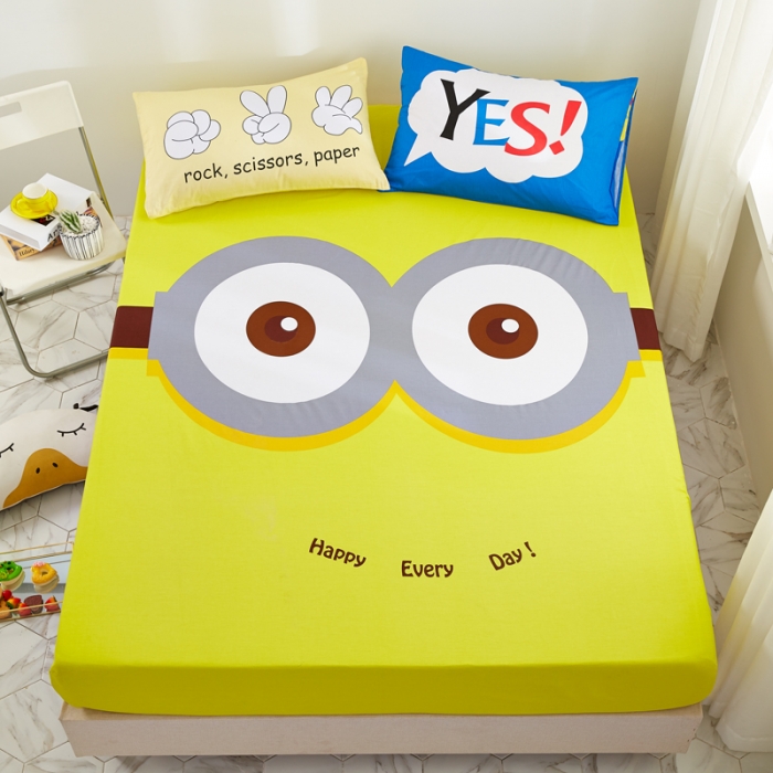 91家纺网 家纺一手货源 找家纺 涵宸家纺 新品全棉大版单品-床笠 大眼萌仔-黄