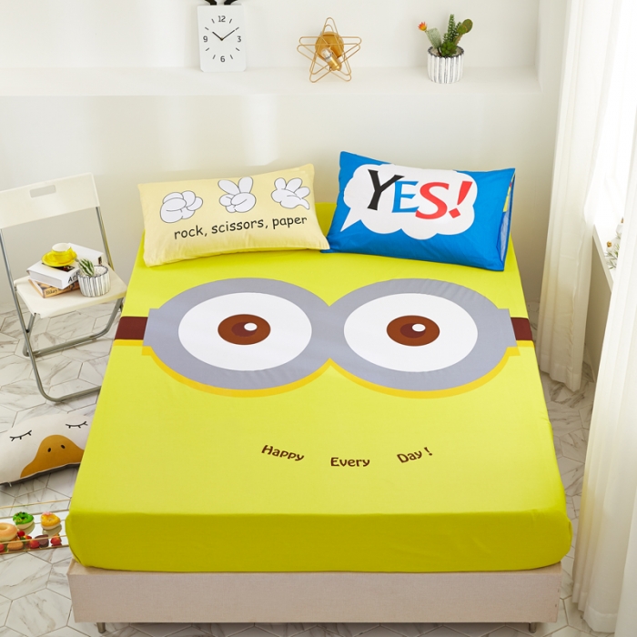 91家纺网 家纺一手货源 找家纺 涵宸家纺 新品全棉大版单品-床笠 大眼萌仔-黄