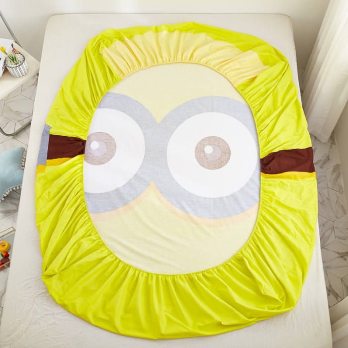 91家纺网 家纺一手货源 找家纺 涵宸家纺 新品全棉大版单品-床笠 大眼萌仔-黄