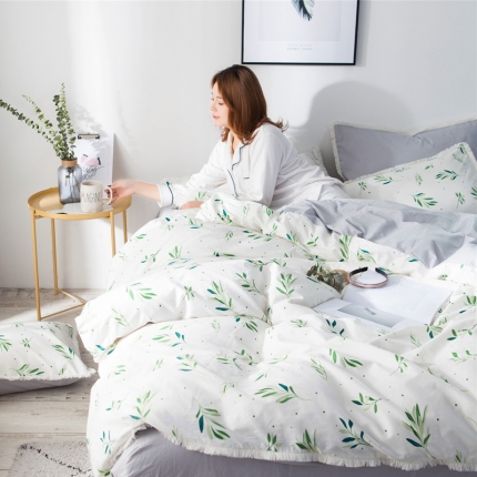 91家纺网 家纺一手货源 找家纺 （总）涵宸家纺 新款13372流苏款加厚全棉刺绣四件套