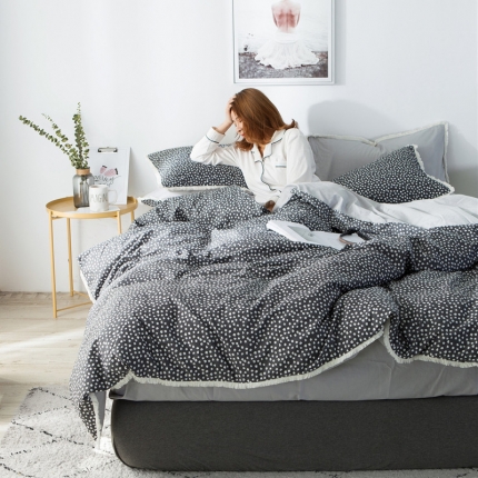 涵宸家纺 新款13372流苏款加厚全棉刺绣四件套 眠棉