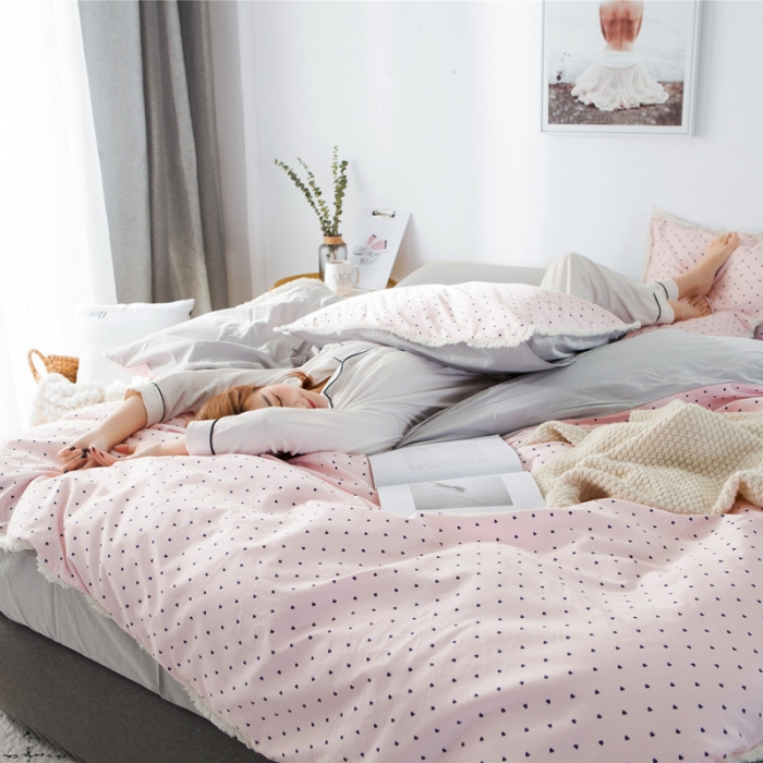 91家纺网 家纺一手货源 找家纺 涵宸家纺 新款13372流苏款加厚全棉刺绣四件套 暖亦