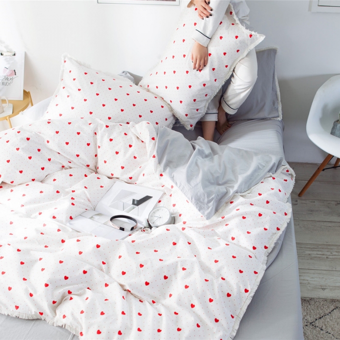 91家纺网 家纺一手货源 找家纺 涵宸家纺 新款13372流苏款加厚全棉刺绣四件套 心海