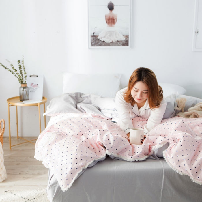 91家纺网 家纺一手货源 找家纺 涵宸家纺 新款13372流苏款全棉单品被套 暖亦