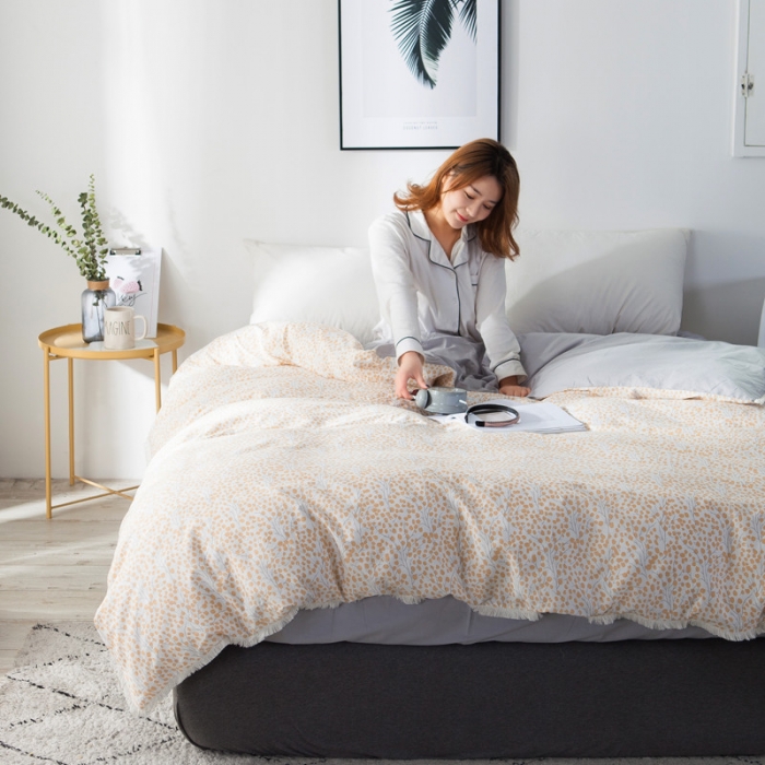 91家纺网 家纺一手货源 找家纺 涵宸家纺 新款13372流苏款全棉单品被套 浅忆