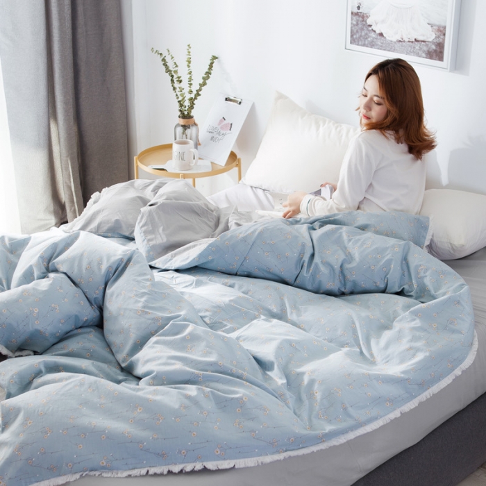 91家纺网 家纺一手货源 找家纺 涵宸家纺 新款13372流苏款全棉单品被套 清晨