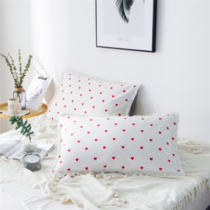 91家纺网 家纺一手货源 找家纺 涵宸家纺 新款13372流苏款全棉单品枕套一对 心海