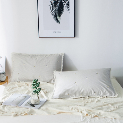 涵宸家纺 新款13372流苏款全棉单品枕套一对 安夏