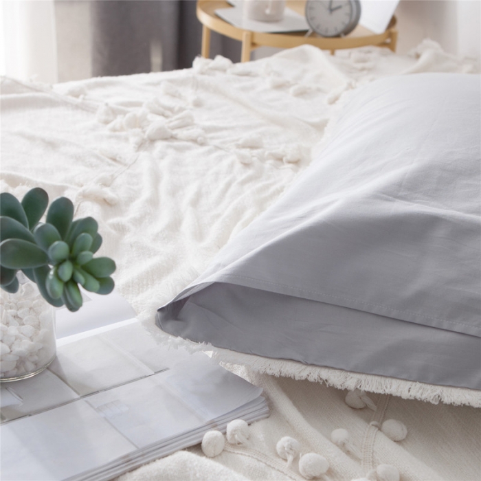 91家纺网 家纺一手货源 找家纺 涵宸家纺 新款13372流苏款全棉单品枕套一对 抹绿