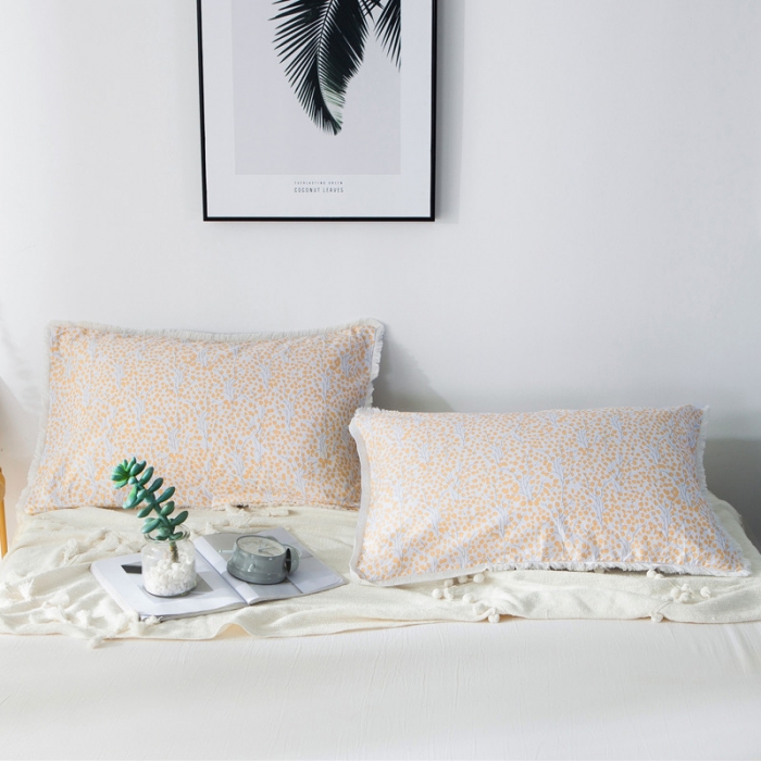 91家纺网 家纺一手货源 找家纺 涵宸家纺 新款13372流苏款全棉单品枕套一对 浅忆