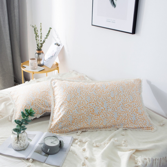 91家纺网 家纺一手货源 找家纺 涵宸家纺 新款13372流苏款全棉单品枕套一对 浅忆