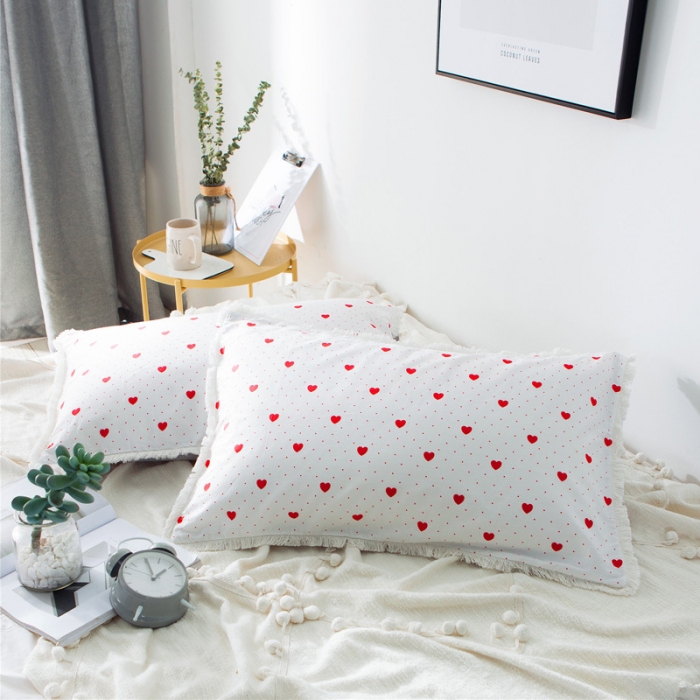 91家纺网 家纺一手货源 找家纺 涵宸家纺 新款13372流苏款全棉单品枕套一对 心海