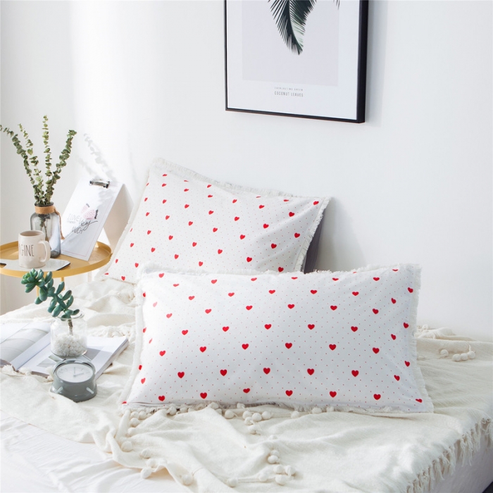 91家纺网 家纺一手货源 找家纺 涵宸家纺 新款13372流苏款全棉单品枕套一对 心海