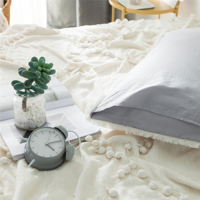 91家纺网 家纺一手货源 找家纺 涵宸家纺 新款13372流苏款全棉单品枕套一对 心海