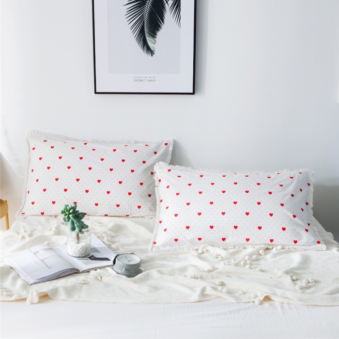 91家纺网 家纺一手货源 找家纺 涵宸家纺 新款13372流苏款全棉单品枕套一对 心海