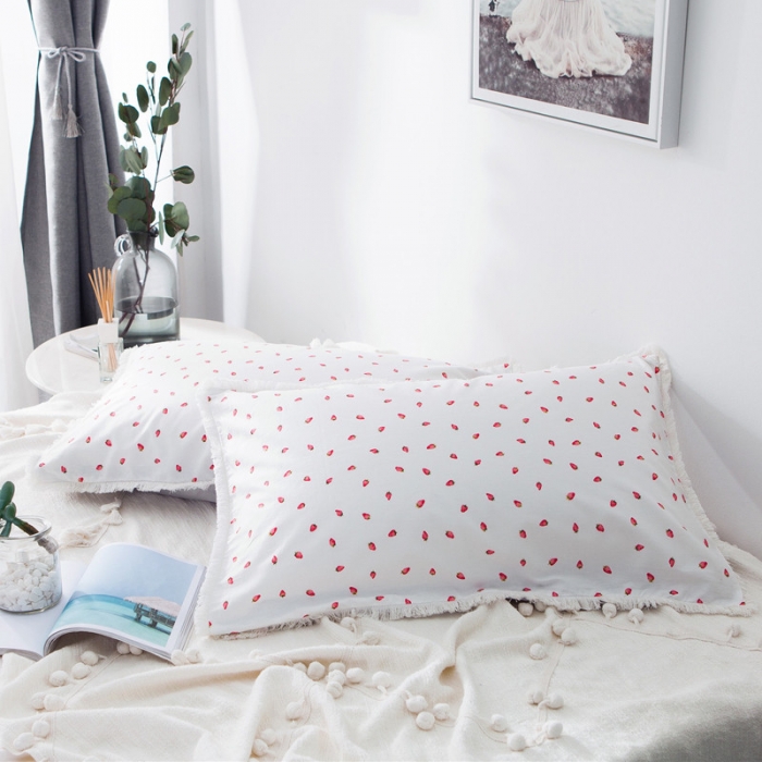 91家纺网 家纺一手货源 找家纺 涵宸家纺 新款13372流苏款全棉单品枕套一对 稚遇