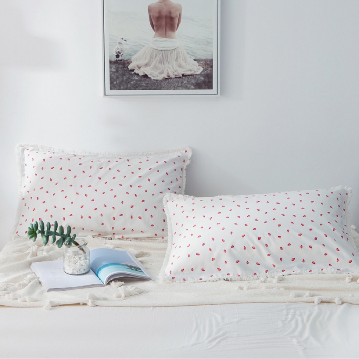 91家纺网 家纺一手货源 找家纺 涵宸家纺 新款13372流苏款全棉单品枕套一对 稚遇