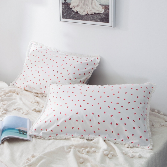 91家纺网 家纺一手货源 找家纺 涵宸家纺 新款13372流苏款全棉单品枕套一对 稚遇