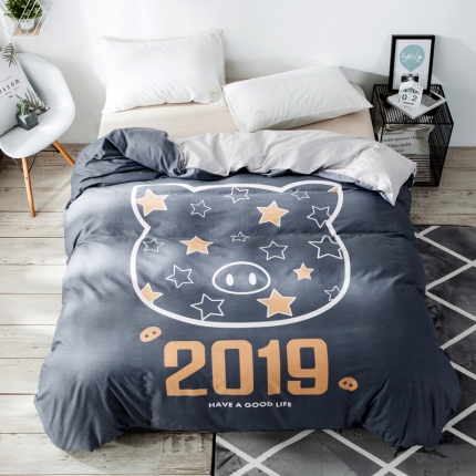 91家纺网 家纺一手货源 找家纺 涵宸家纺 单品大版全棉被套2019猪