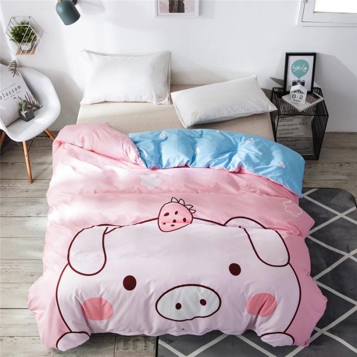 91家纺网 家纺一手货源 找家纺 涵宸家纺 单品大版全棉被套baby猪