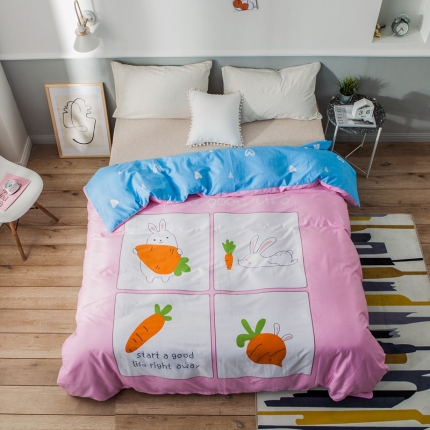 91家纺网 家纺一手货源 找家纺 涵宸家纺 单品大版全棉被套 兔萝卜