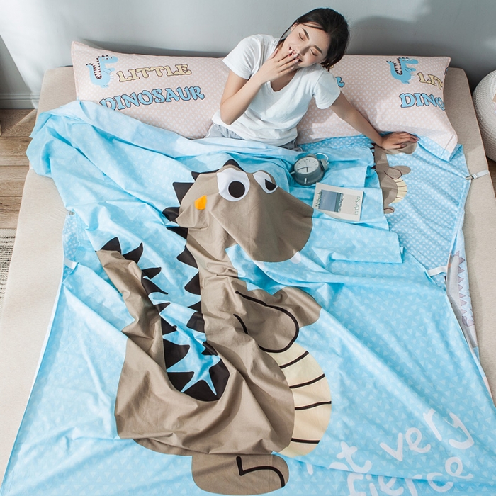 91家纺网 家纺一手货源 找家纺 涵宸家纺 新款全棉大版平网-睡袋大话侏罗纪