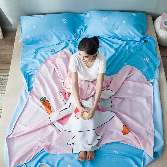 91家纺网 家纺一手货源 找家纺 涵宸家纺 新款全棉大版平网-睡袋兔宝宝