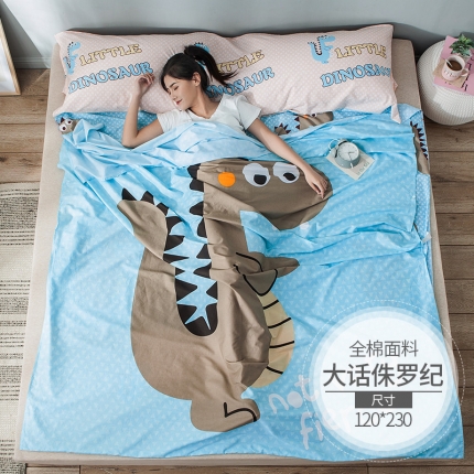 91家纺网 家纺一手货源 找家纺 涵宸家纺 新款全棉大版平网-睡袋大话侏罗纪