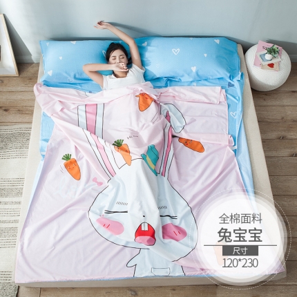91家纺网 家纺一手货源 找家纺 涵宸家纺 新款全棉大版平网-睡袋兔宝宝