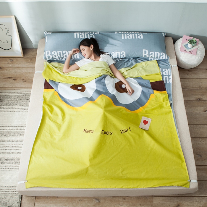 91家纺网 家纺一手货源 找家纺 涵宸家纺 新款全棉大版平网-睡袋大眼萌仔