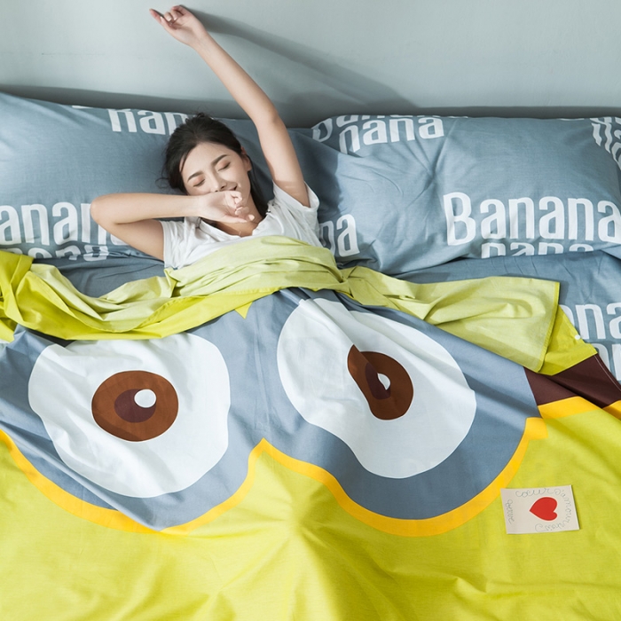 91家纺网 家纺一手货源 找家纺 涵宸家纺 新款全棉大版平网-睡袋大眼萌仔