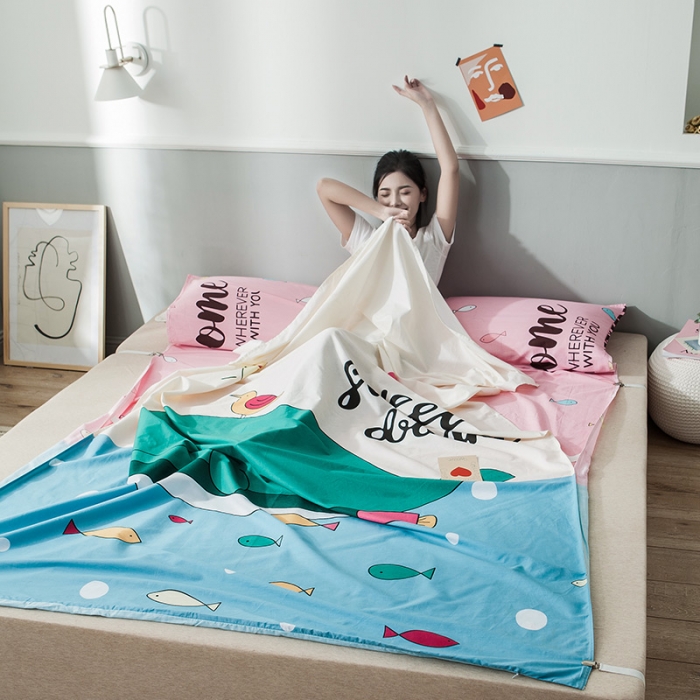 91家纺网 家纺一手货源 找家纺 涵宸家纺 新款全棉大版平网-睡袋航海天际