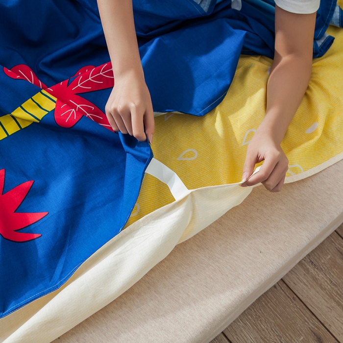 91家纺网 家纺一手货源 找家纺 涵宸家纺 新款全棉大版平网-睡袋恐龙乐园