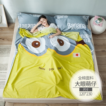 91家纺网 家纺一手货源 找家纺 涵宸家纺 新款全棉大版平网-睡袋大眼萌仔
