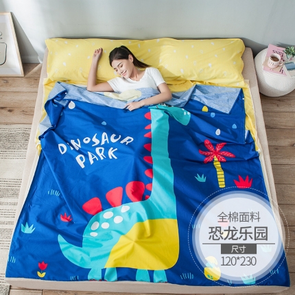 91家纺网 家纺一手货源 找家纺 涵宸家纺 新款全棉大版平网-睡袋恐龙乐园