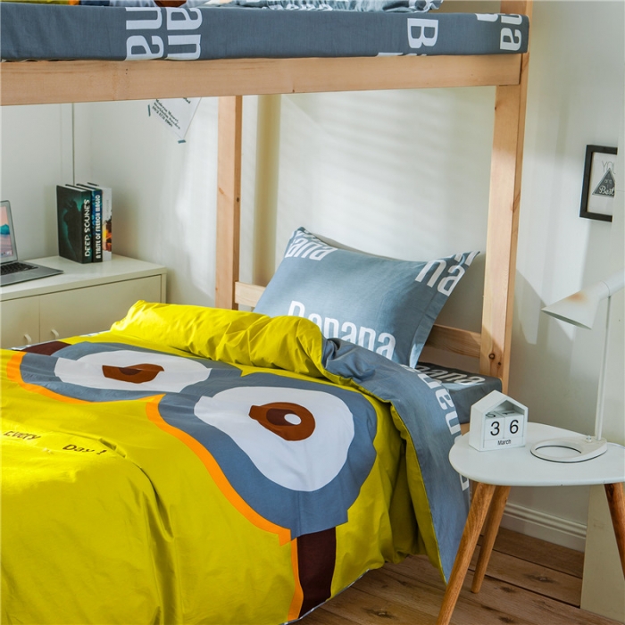 91家纺网 家纺一手货源 找家纺 涵宸家纺 全棉平网大版三件套系列 大眼萌仔黄