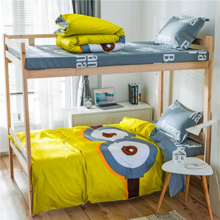 91家纺网 家纺一手货源 找家纺 涵宸家纺 全棉平网大版三件套系列 大眼萌仔黄