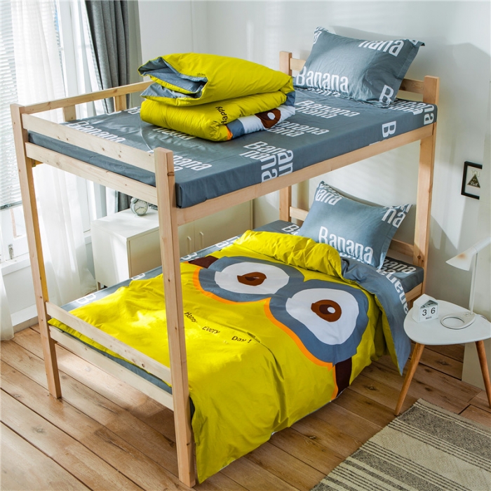 91家纺网 家纺一手货源 找家纺 涵宸家纺 全棉平网大版三件套系列 大眼萌仔黄