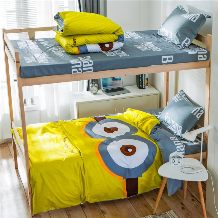 91家纺网 家纺一手货源 找家纺 涵宸家纺 全棉平网大版三件套系列 大眼萌仔黄