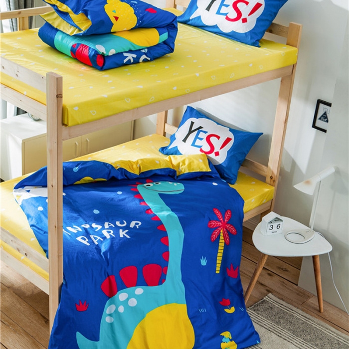 91家纺网 家纺一手货源 找家纺 涵宸家纺 全棉平网大版三件套系列 恐龙乐园