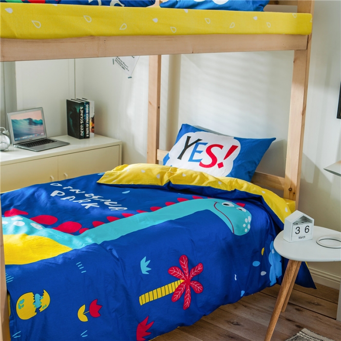 91家纺网 家纺一手货源 找家纺 涵宸家纺 全棉平网大版三件套系列 恐龙乐园