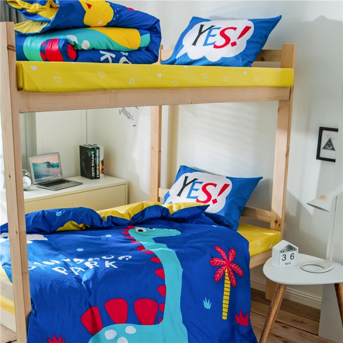 91家纺网 家纺一手货源 找家纺 涵宸家纺 全棉平网大版三件套系列 恐龙乐园