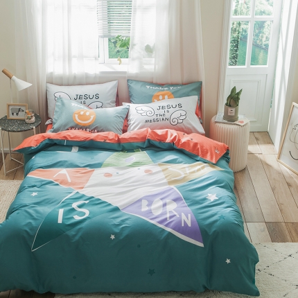 91家纺网 家纺一手货源 找家纺 加厚全棉刺绣四件套全棉卡通四件套大版四件套全棉三件套儿童 积木